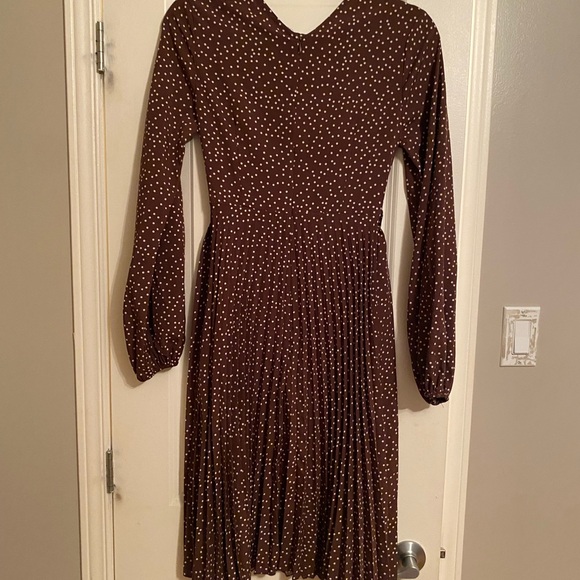 Brown Polka Dot Long Sleeve Dress - Picture 2 of 4